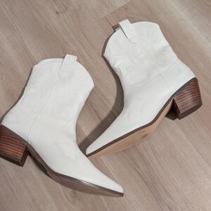 White Cowboy Ankle Boots